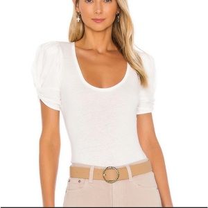 Free people intimately white puff sleeve bodysuit